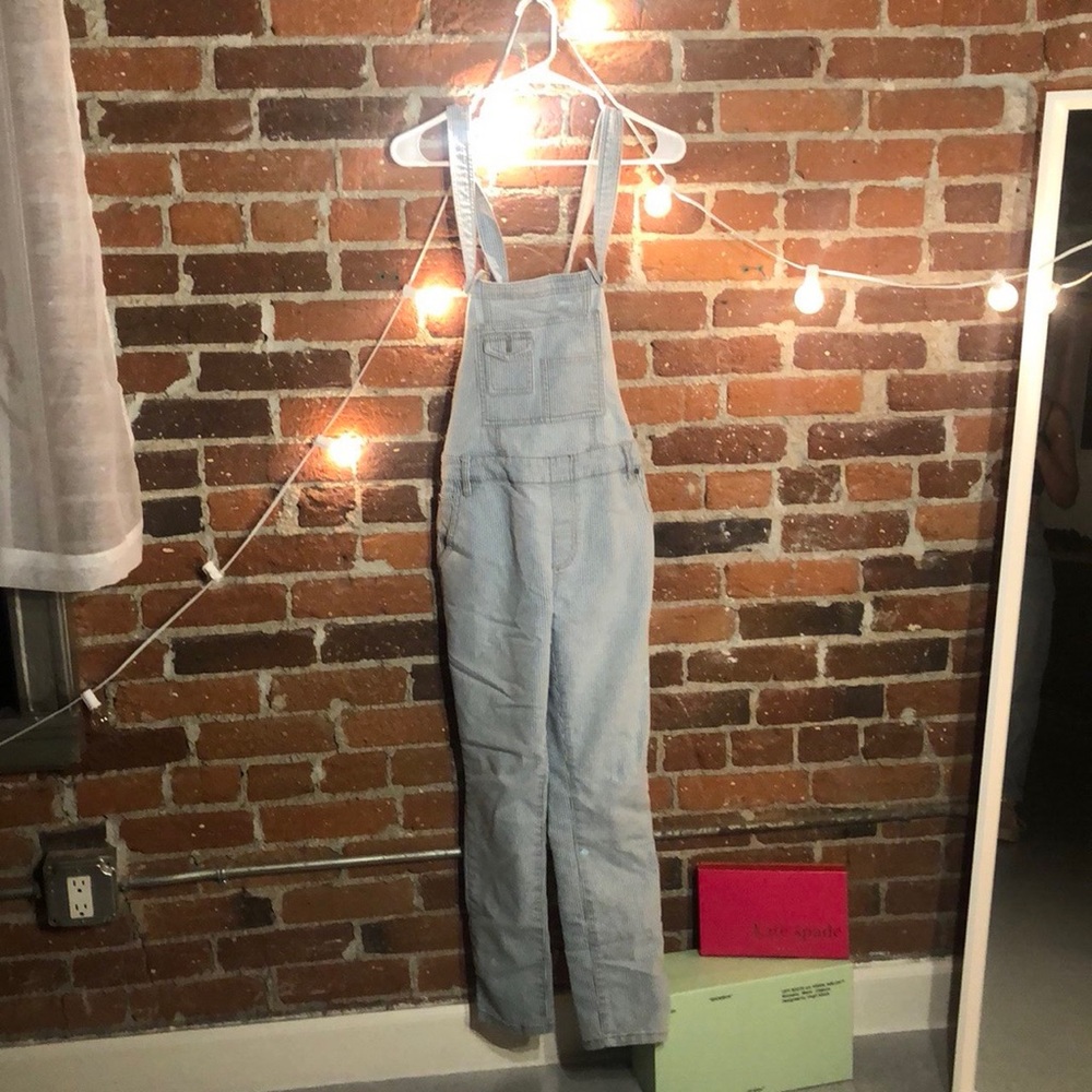 Railroad stripe overalls